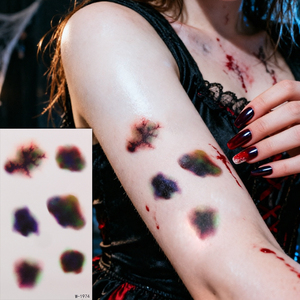 Autocollant de tatouage temporaire réaliste pour Halloween : égratignures, blessures, trous de balles, maquillage SFX, cosplay, imperméable, art corporel - Product Image 6