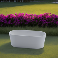 Baignoire autoportante ovale moderne en acrylique épais de qualité CE, de couleur blanche, avec drain
