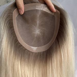 ท็อปเปอร์ผมแท้แบบบาลายาจ 4*5 6*6 ฐานโมโน สำหรับผู้หญิงผมบาง ติดด้วยมือ พร้อมระบบ PU สำหรับปิดผมบาง - Product Image 3