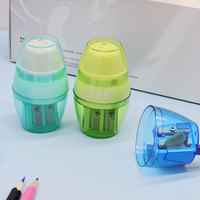 Taille-crayon Guai Guai Bear ovale à double trou en TPR, gomme transparente non toxique 4 couleurs pour enfants, idéal pour l'école