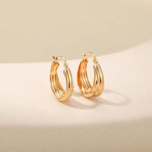 Aros de Oro de 18K Xinfly para Mujer, Brillantes, con Doble Círculo, Diseño de la Suerte - Product Image 1