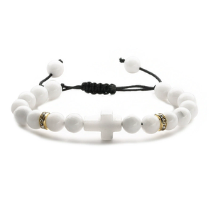 Bracelet <span class=keywords><strong>croix</strong></span> en cristal personnalisé pour femmes Bracelets tissés à breloque <span class=keywords><strong>La</strong></span> <span class=keywords><strong>Croix</strong></span> en pierre naturelle tendance - Product Image 4