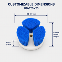 Brosse industrielle à disque bleue, poils en nylon PP, base ronde blanche, longueur de poils personnalisée pour le nettoyage et le frottement des sols