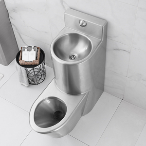 Unità Combo WC e Lavabo Monoblocco in Acciaio Inox 304, Resistente ai Vandalismi, Montaggio <span class=keywords><strong>a</strong></span> Pavimento per Strutture Correzionali ad Alta Sicurezza - Product Image 3