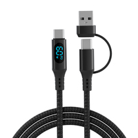 2-in-1 Design Leuchtende LED-Anzeige Multifunktions-USB und Typ-C 60W 20V3A PD Ladekabel mit Hochdichtem Langlebigem Nylon