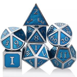 Juego de dados RPG D & D de Metal hueco poliédrico negro de 7 piezas D100 D20 Edge 100 dados de dragones de mazmorras de dados cargados de gran cara - Product Image 5