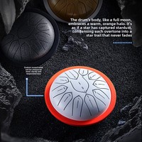 Harmonic Drum Ethereal 6-Inch 11-Tone Beginners Joy-Dispelling Steel Tongue Drum Percussion Handpan Meditation Instrument