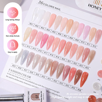 Kit de Uñas Profesional HONEY GIRL, Acabado Mate, 36 Colores, Gel Base de Goma a Base de Agua, Ecológico, Secado Rápido, Vegano, No Tóxico