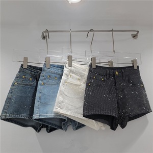 New Summer Shinny Full Rhinestone Stretch <strong>High</strong> <strong>Waist</strong> Denim <strong>Shorts</strong> Women <strong>Jeans</strong> <strong>Shorts</strong> - Product Image 1