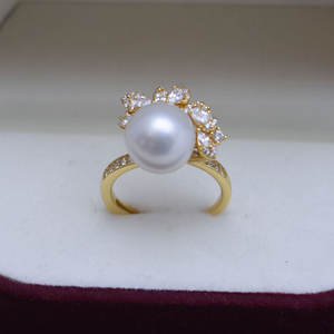 10-11mm Freshwater Round Pearl Ring S925 Silver with Adjustable Opening Strong Light and Fine Flaws Elegant Flap Jewelry - Product Image 2