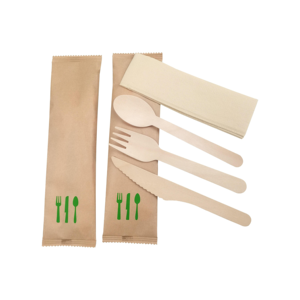 Juego de Cubiertos Desechables de Madera Compostables Ecológicos de Lujo, Vajilla para Viajes, Bodas, Restaurantes, Personalizado - Product Image 1