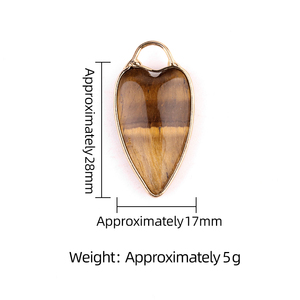 Colgante de piedra <span class=keywords><strong>Natural</strong></span> de cristal transparente en forma de corazón largo chapado en oro Borde de <span class=keywords><strong>Metal</strong></span> curación piedra <span class=keywords><strong>Natural</strong></span> encantos de moda - Product Image 3