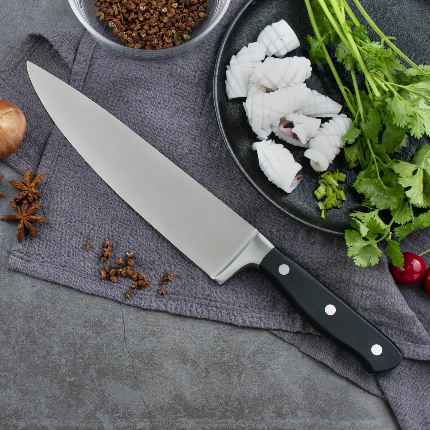 8 inch Kitchen Chef Knife Professional High Quality POM Handle Stainless Steel Kitchen Chef Knife With Gift Box