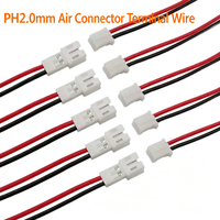Kabel Terminal Konektor Udara PH2.0mm 2Pin Male Female, Kabel Jumper Panjang Kustom untuk Sambungan Sirkuit PCB LED Baterai