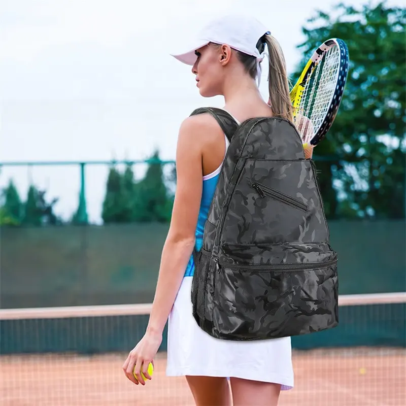 Bolsa de tenis portátil con estampado de camuflaje compuesto barato, venta directa de fábrica asequible personalizada