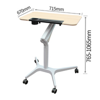 Bureau pour ordinateur portable ergonomique moderne à hauteur réglable, avec vérin hydraulique et manivelle pneumatique, design en bois, mobilier de bureau