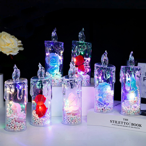 Velas sin llama LED Rosa acrílica, flor inmortal con pilas, simulación LED, luz de vela electrónica para Festival, boda - Product Image 1