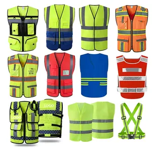 Custom Logo High Visible Safety Vest High Visibility Class 3 Reflector Jacket With Multi Pockets ID Window