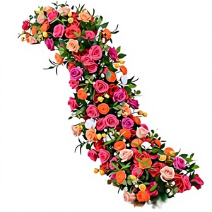 Fleurs artificielles en soie transfrontalières, longue rangée pour mariage et table de conférence, <span class=keywords><strong>hauteur</strong></span> 200 <span class=keywords><strong>cm</strong></span>, différentes longueurs pour décoration de vitrine de hall d'exposition - Product Image 1