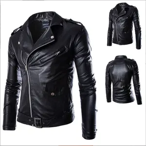 Nueva chaqueta de <span class=keywords><strong>cuero</strong></span> para hombre con ribete de motocicleta coreana - Product Image 1