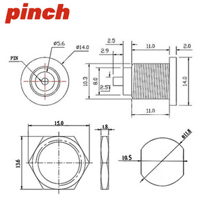 Conector de Carga Hembra Roscado Pinch DC-022D 5.5x2.1 2.5mm 20A 12V de Acero Inoxidable - Product Image 2