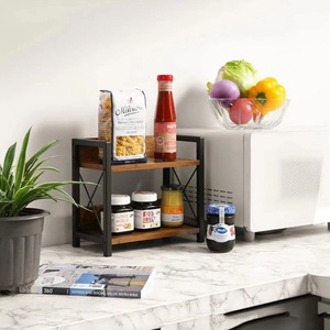 Wooden Countertop <b>Storage</b> Rack Two Tier <b>Kitchen</b> Spice Rack Coffee Can Cosmetic Shelf Multifunctional Standing Type - Product Image 2