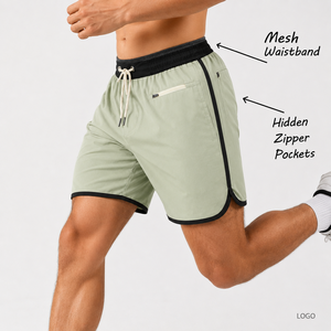 Pantalones Cortos Deportivos Personalizados de 5 Pulgadas para Hombre, Ligeros, para Entrenamiento de Maratón, con Bolsillos con Cremallera, Fabricante OEM ODM - Product Image 4