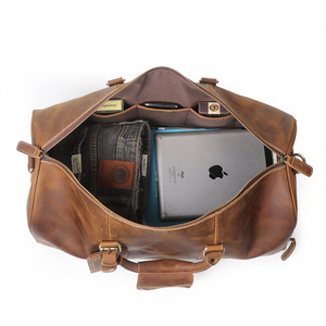 Bolsa de Viaje Vintage de Cuero Genuino con Compartimento para Zapatos, Bolsa de Lona de Cuero Crazy Horse para Hombre - Product Image 2