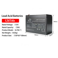 Batterie au plomb régulée par valve 6V 7Ah, 12V 7Ah 12Ah pour voiture électrique pour enfant, pulvérisateur, haut-parleur extérieur, lumière d'urgence