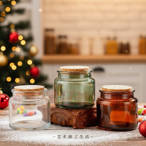 ขวดเทียนแก้วขนาด 100 มล. สีน้ำตาล สีเขียว ใส ทน<span class=keywords><strong>ค</strong></span>วามร้อน ใช้ซ้ำได้ สำหรับตกแต่งบ้านในวันคริสต์มาส - Product Image 6