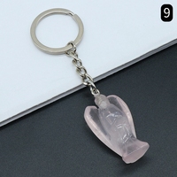 Porte-clés en quartz rose transparent, gravure laser HY Gemstone, porte-clés en cristal transparent