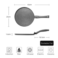 Revêtement en aluminium marbre antiadhésif, 25CM, 1 pièce, à Induction ronde en céramique, pour cuisson œufs, frites, grille à Pizza