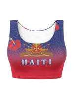 Vente directe usine – Gilet de sport pour femme avec imprimé drapeau haïtien, doux, confortable et léger, idéal pour les événements sportifs et les manifestations de soutien.