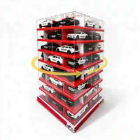 Miniature de voiture de police en alliage moulé sous pression 1:36, 4 portes ouvrables, son et lumière, modèle à rétrofriction avec boîte en acrylique et support rotatif à 360° pour cadeaux