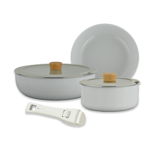 Cool Gray <span class=keywords><strong>Cooking</strong></span> Pot Set Utensilios de cocina antiadherentes Mango extraíble La cocina es sencilla y fácil de almacenar - Product Image 1