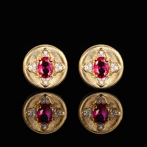 Fashion Jewelry Eco-friendly Copper Oval Cut 5*7mm Multicolor Zircon Vintage Gold Plated Geometric Shape <b>Earrings</b> for Women - Product Image 5