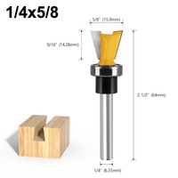 Fraise à queue d'aronde en carbure de tungstène avec roulement, tiges de 1/4, 6 et 8 mm, pour machines à bois et outils de menuiserie