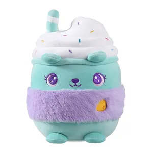 Simpatici animali Peluches Kawaii giocattoli con cuscino per tè al latte Boba personalizzano giocattoli di peluche OEM Made in peluche