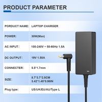 Chargeur d'ordinateur portable certifié CE 30W 19V 1.58A DC 5.5x1.7mm Connecteur Adaptateur universel pour la vente en gros B2B
