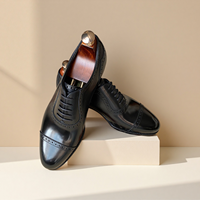 Chaussures habillées artisanales pour hommes, bout rond, modèle Adelaide Oxford, trois connecteurs, semelle en cuir cousue Goodyear, en cuir de veau