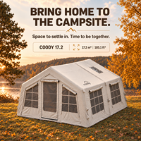 Tente familiale Coody Familia 17.2 Air - Beige, portable, imperméable, en coton, quatre saisons, durable, tente de camping gonflable pour la famille en plein air