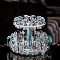Ensemble de verres à liqueur de luxe haut de gamme en cristal doré, verres à vin épais et élégants avec porte-gobelet tête de cerf pour mariages et maison