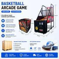 Machine d'arcade de basketball d'intérieur pour centre d'arcades commercial, avec affichage numérique de scores LED, jeu graphique Dino Bomb style urbain et jeu de tir connecté