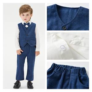 Enfant en bas âge garçons à manches longues t-shirt hauts gilet manteau pantalon petits enfants Gentleman tenues jurer costume en gros - Product Image 2