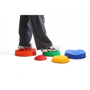 Wholesale rainbow anti-slip wave crossing river stone balance game stepping stones sets for kids