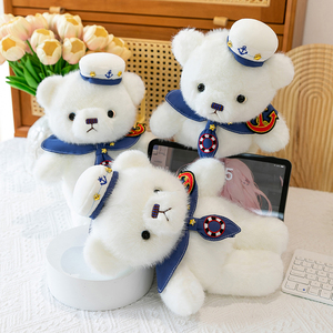 Venta al por mayor suave oso azul marino con corbata de peluche lindo osito blanco de peluche de juguete creativo oso de peluche de juguete - Product Image 3