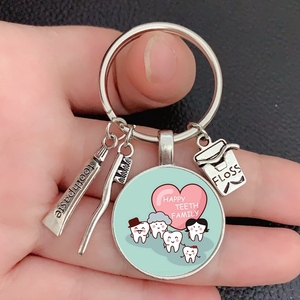 New Fashion Personalized Dentist Glass Assistant Gift Dental Care Jewelry Keychain Crafts
