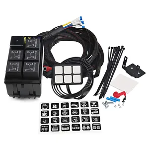 Interruptor de barra de luz de 6 entradas, Panel de Control, caja de botón de encendido y apagado para coche, Kit con cable, CC de 12V y 24V