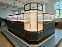 Vitrine de présentation de bijoux personnalisée moderne en acier inoxydable, bois et verre, éclairée par LED, robuste et étanche