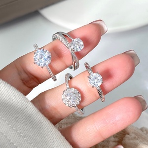Anillos de Estilo Simple, Joyería de Latón, Chapado en Oro, Anillo de Eternidad con Circonita Cúbica Brillante para Mujer - Product Image 5